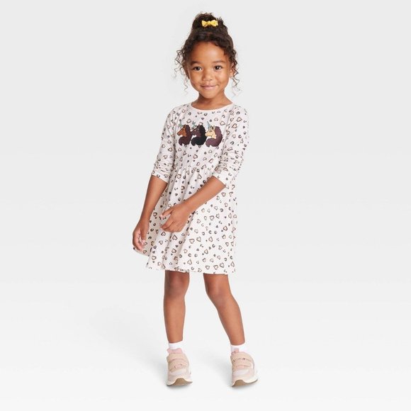 Toddler Girls' Afro Unicorn Printed Shirtdress Beige 3T - Picture 4 of 8